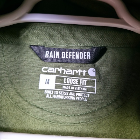 Carhartt Hoodie Mens M Green Loose Fit Rain Defender Utility Workwear Sweatshirt - Picture 14 of 15
